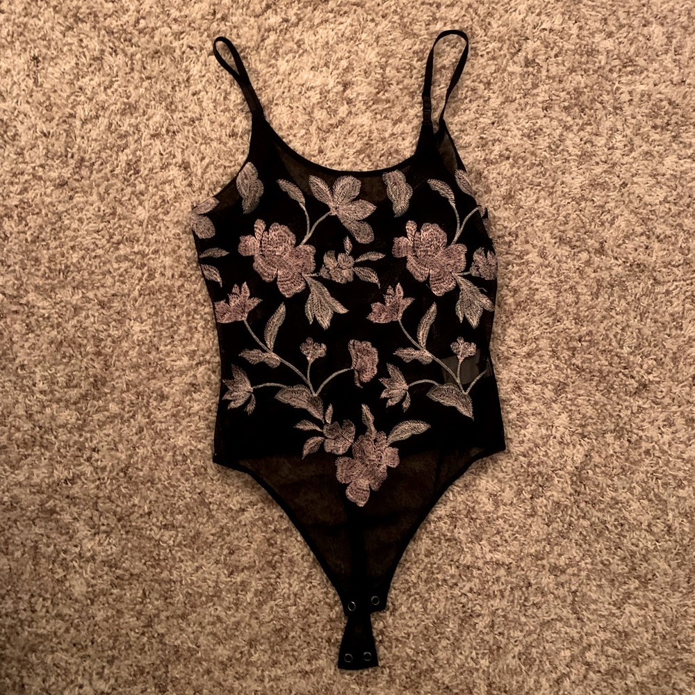 Express sheer floral body suit